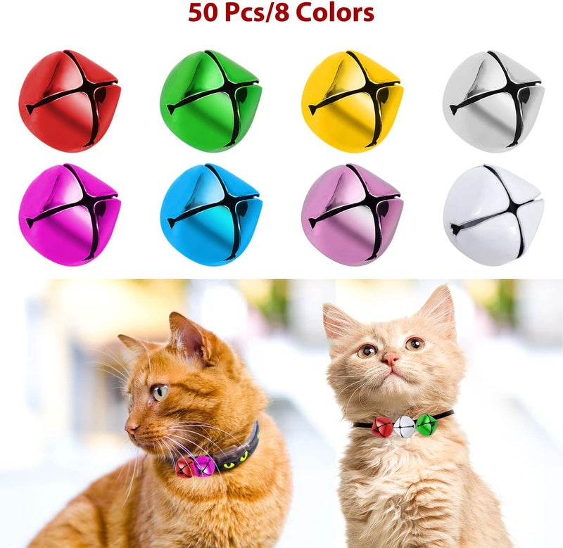 LIGHOON Jingle Bells for Crafts,1 Inch Large Multicolored Jingle Bells Bulk, 8 Colors Decorative Bells for DIY Christmas Festival Home Wreath Decorations, 50 Pcs - Image 2